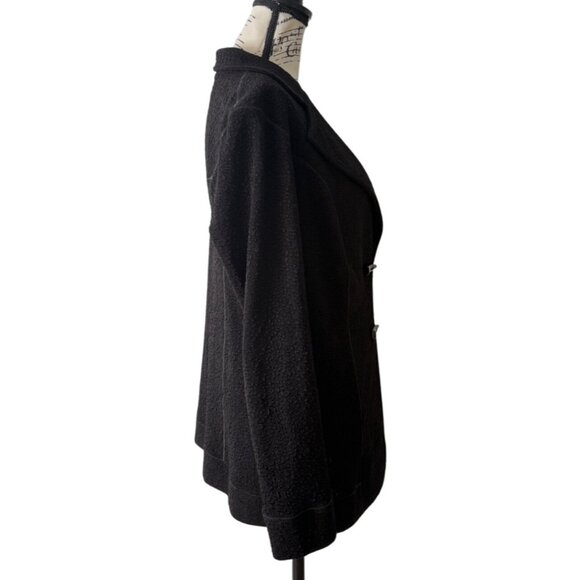 Eva Varro Black Textured Blazer Long Sleeve Jacket Cardigan Womens Size L - Picture 2 of 6
